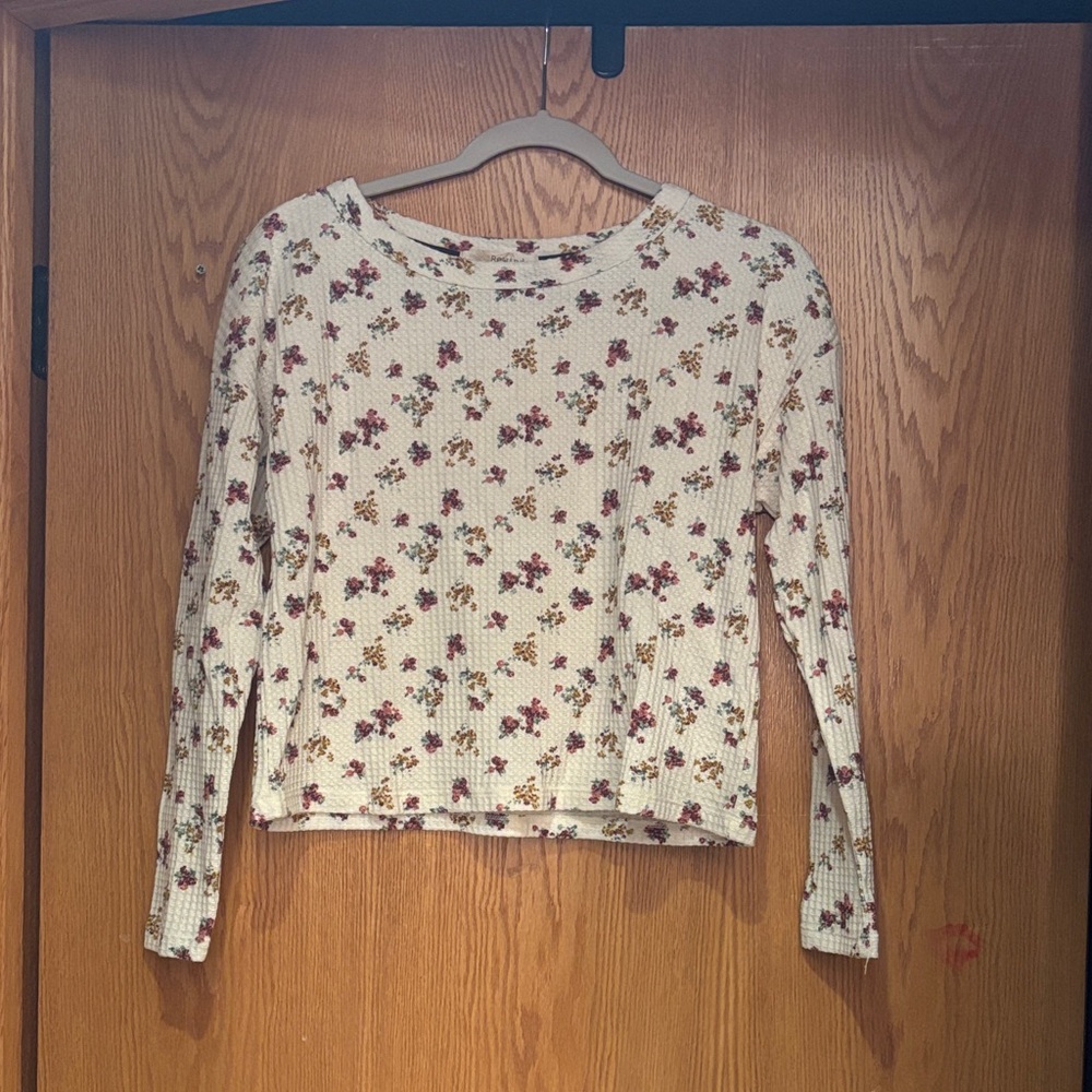 Rewind Cream Mid Drift Top Long Sleeve Size S
